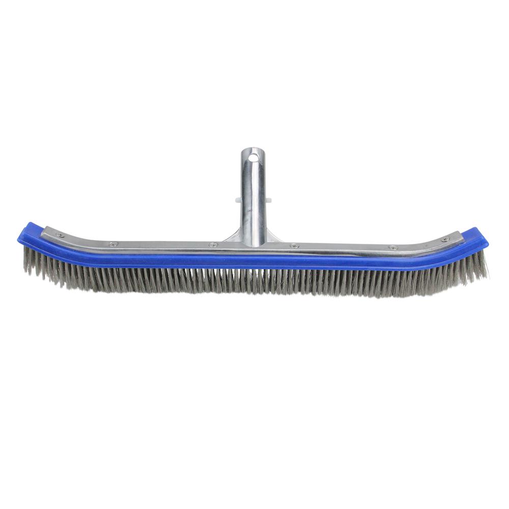 18" Blue Stainless Steel Concrete Pool Floor and Wall Algae Brush Head. Picture 2