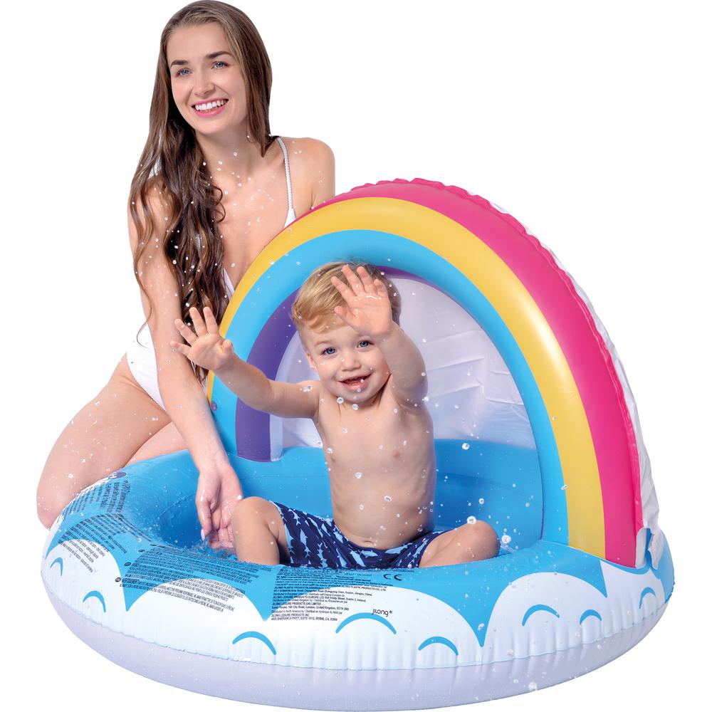 37" Inflatable Rainbow Canopy Baby Swimming Pool. Picture 1