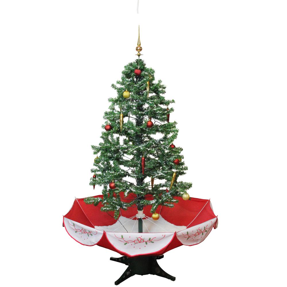 4.5' Pre-Lit Medium Musical Snowing Artificial Christmas Tree with Umbrella Base - Blue LED Lights. Picture 1