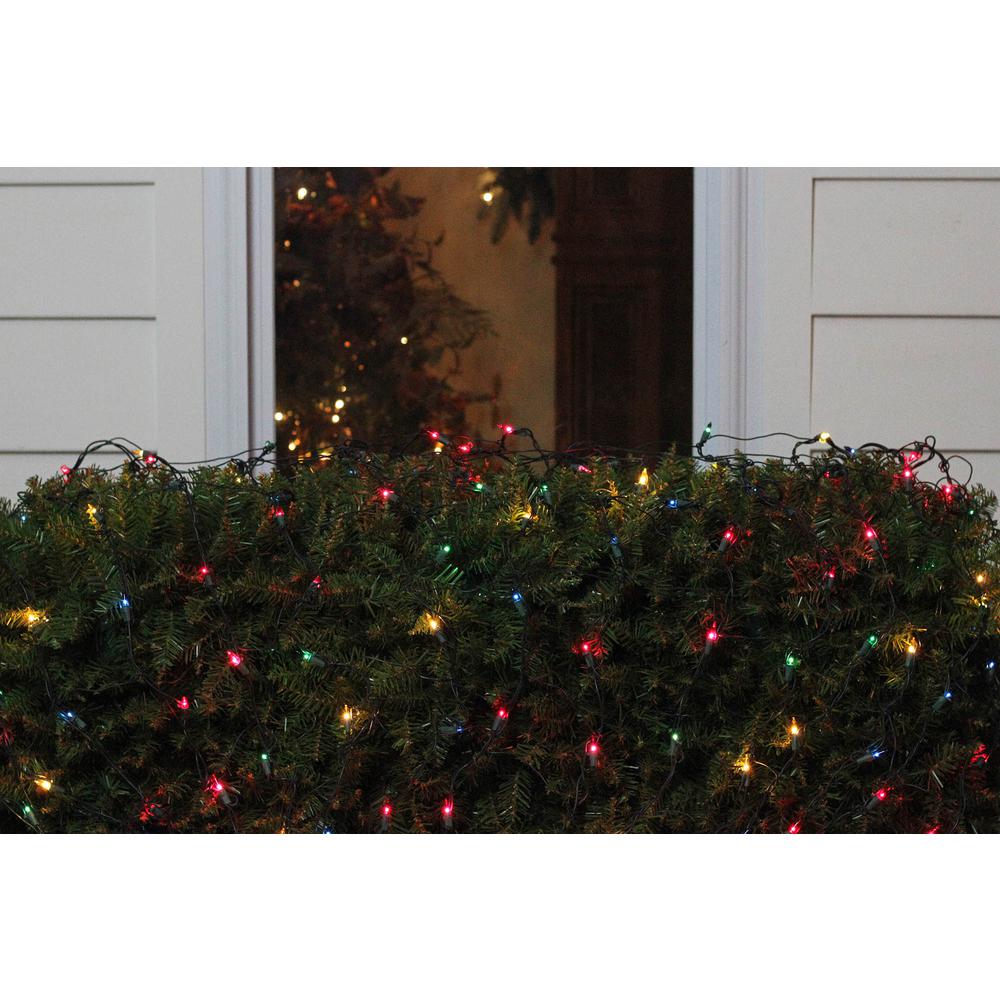 4' x 6' Multi-Color Mini Incandescent Net Style Christmas Lights - Green Wire. Picture 2