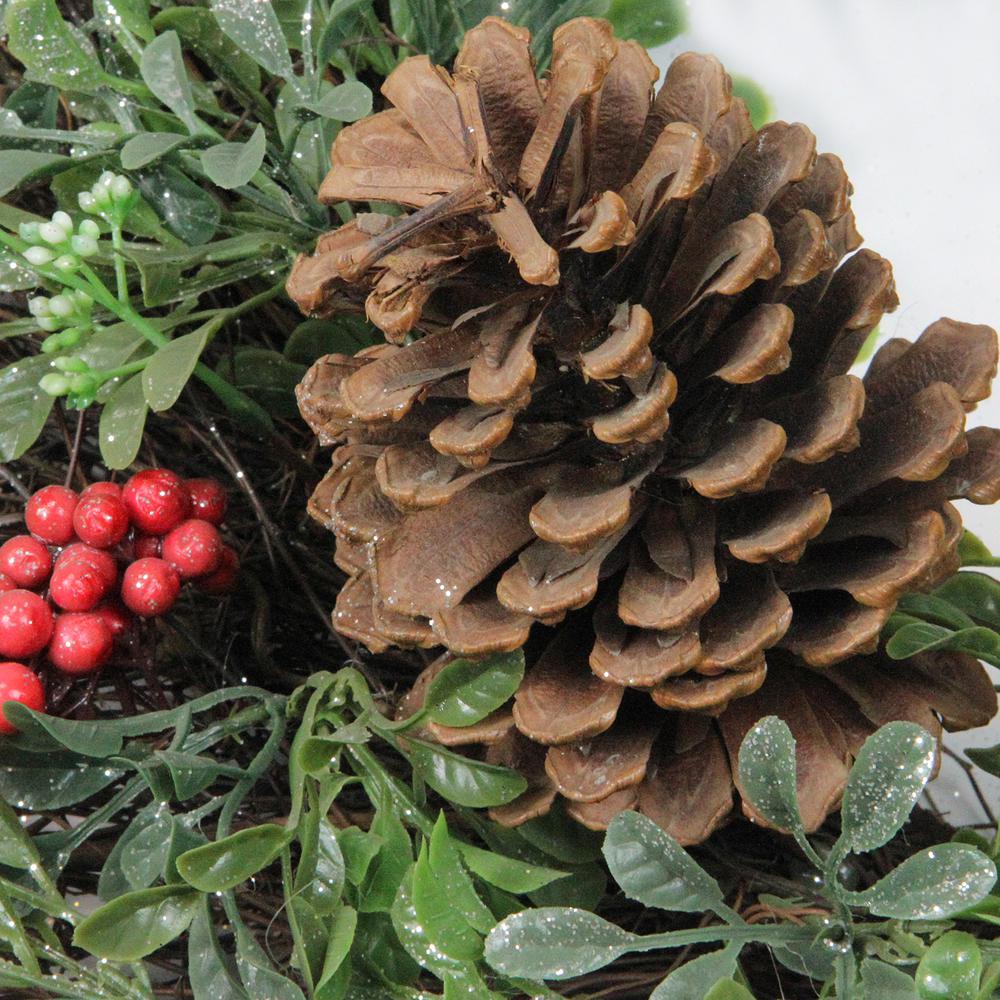 Glittered Pine Cone and Red Berry Artificial Christmas Wreath - 24-Inch  Unlit. Picture 2