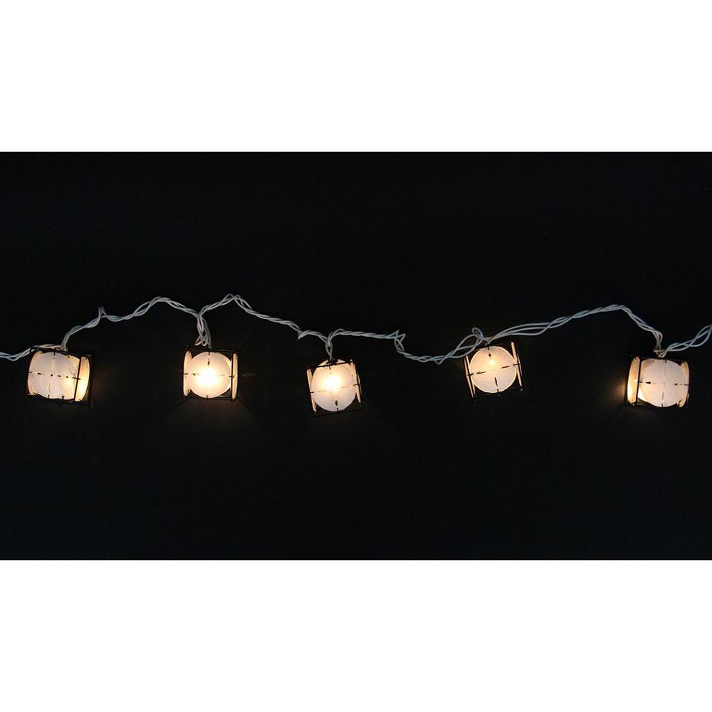 10 Pearlized White and Black Lantern Party Patio Christmas Lights - 7.5 ft White Wire. Picture 2
