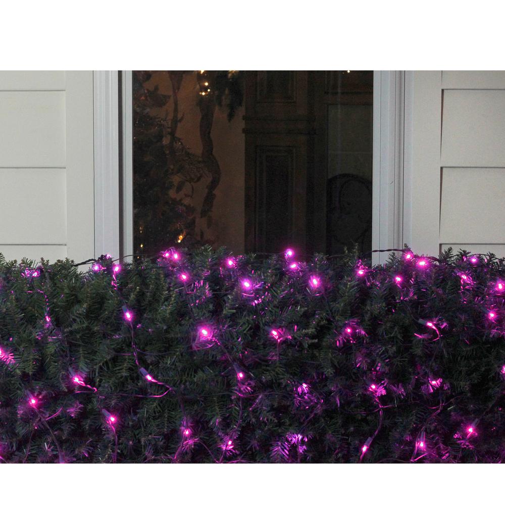 4' x 6' Raspberry Pink LED Wide Angle Net Style Christmas Lights - Green Wire. Picture 2