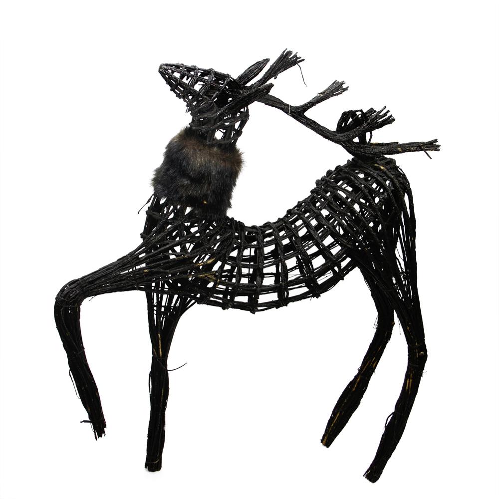 3' Black Glittery Commercial Size Walking Reindeer Christmas Figurine. Picture 1