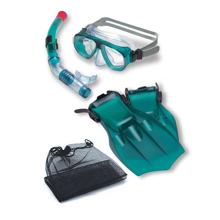 15.5" Teal Green Piranha Mask  Snorkel and Fins Pool and Water Snorkeling Set. The main picture.