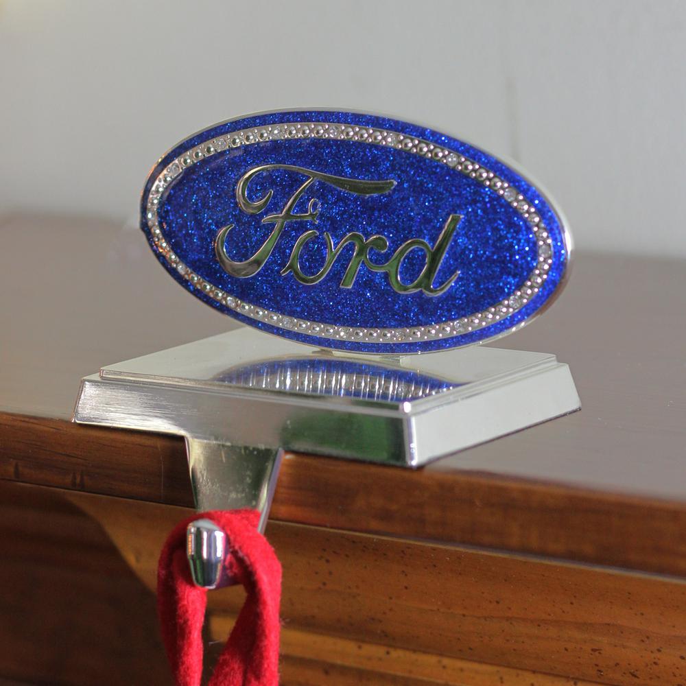 5" Blue and Silver Officially Licensed Iconic Ford Logo Christmas Stocking Holder. Picture 3