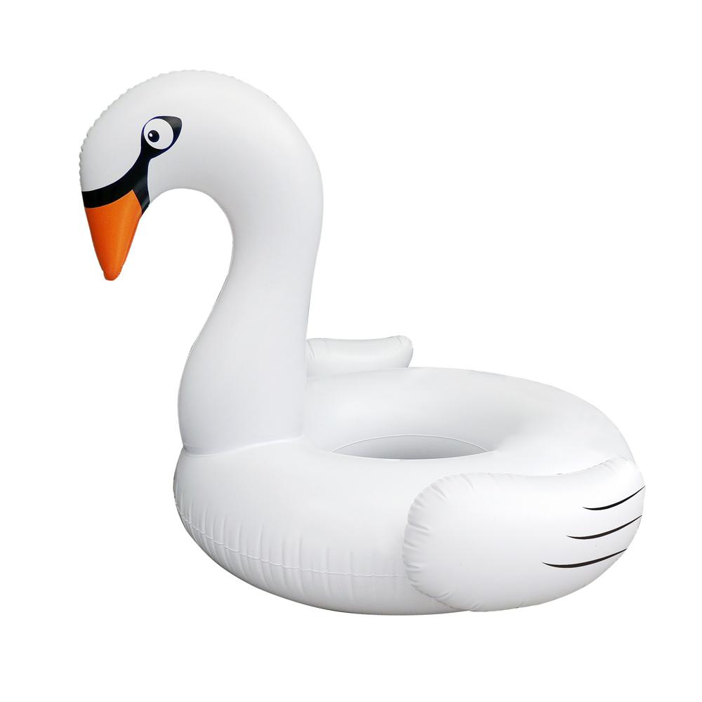 53.5" Inflatable White Swan Swimming Pool Ring Float. Picture 1