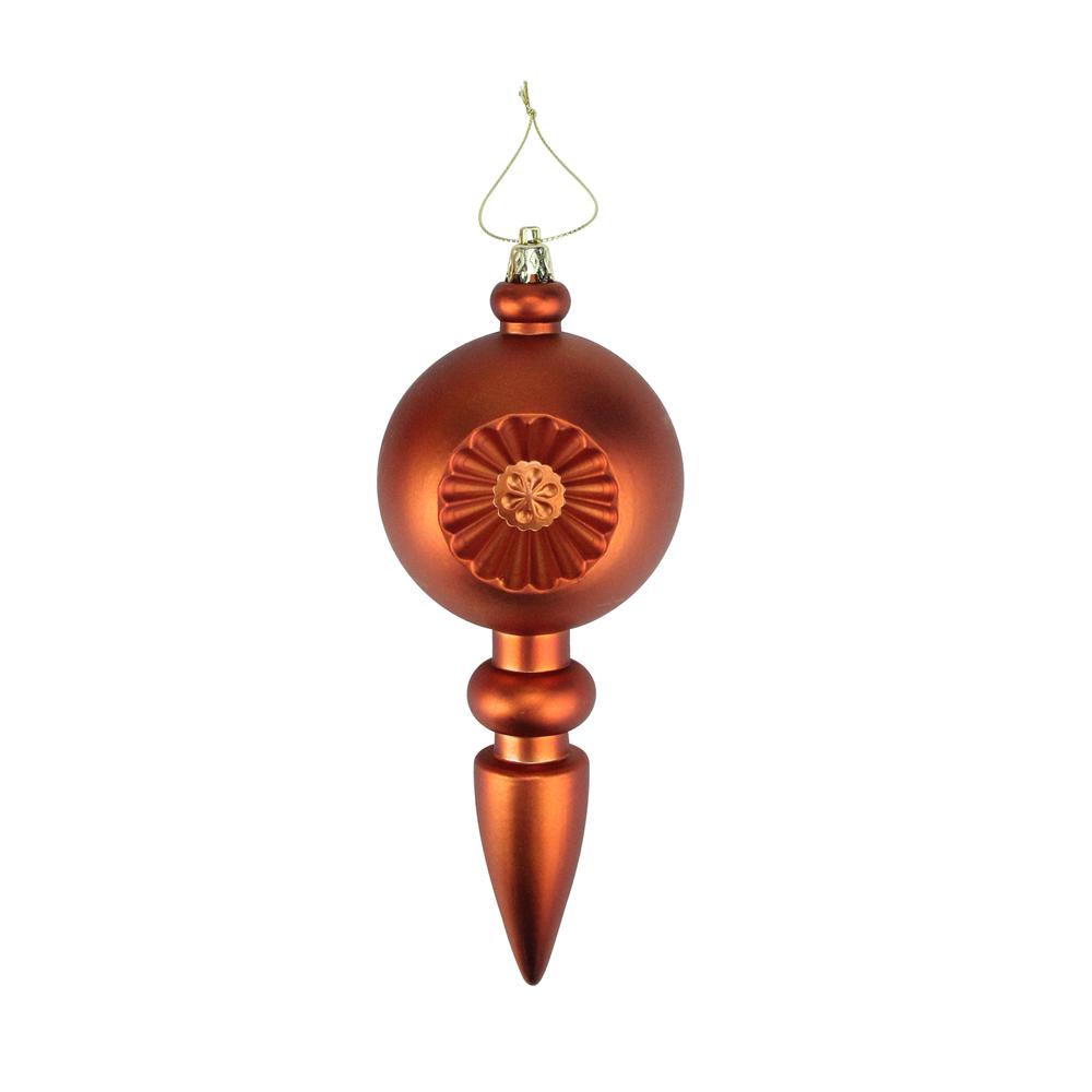 4ct Orange Retro Reflector Shatterproof Matte Christmas Finial Ornaments 7.5". Picture 1