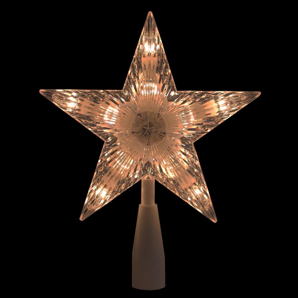 7.25" Clear and White 5-Point Star Traditional Christmas Tree Topper - Clear Lights. Picture 2