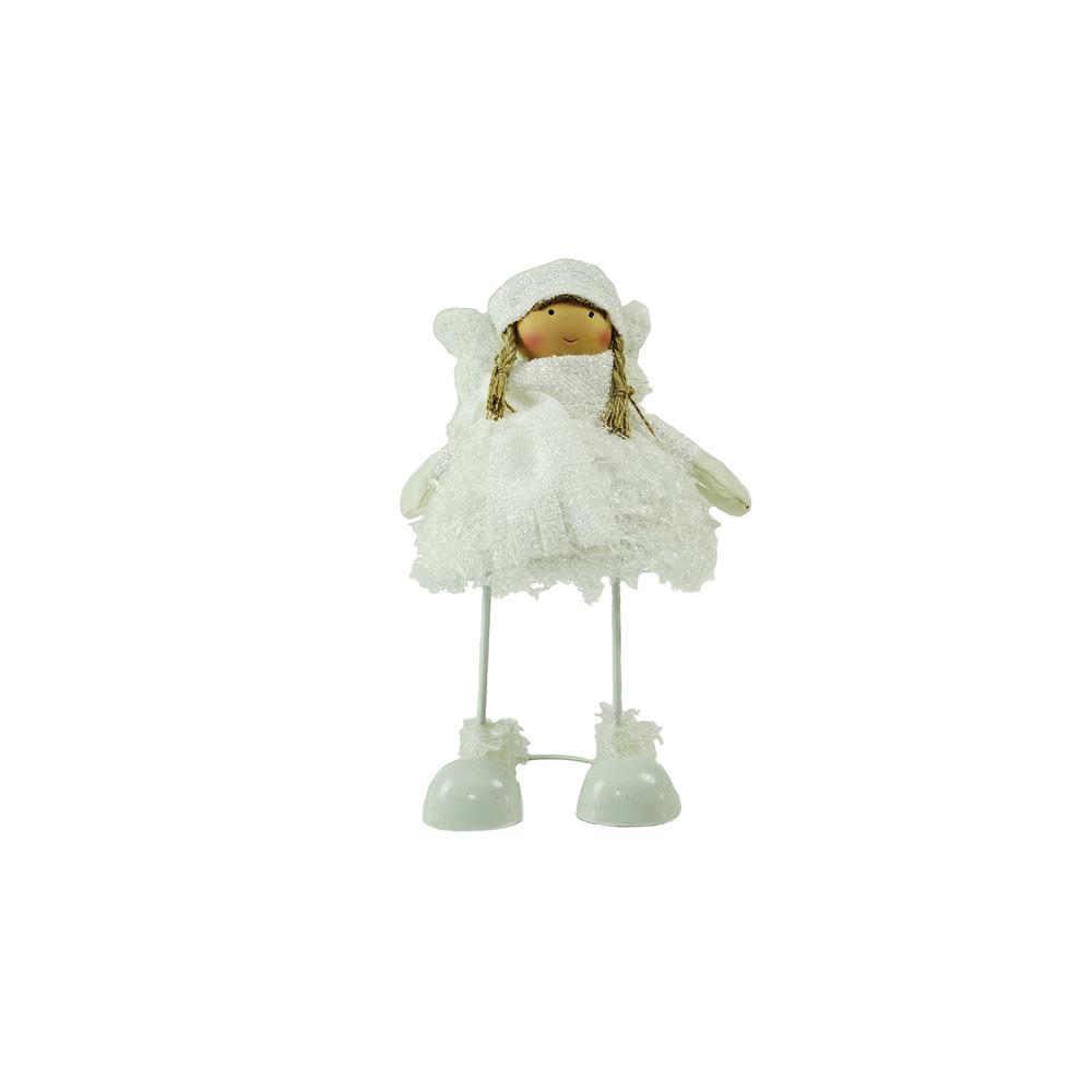 24" Snowy Woodlands Plush White Angel Bobble Girl Christmas Figure. Picture 1