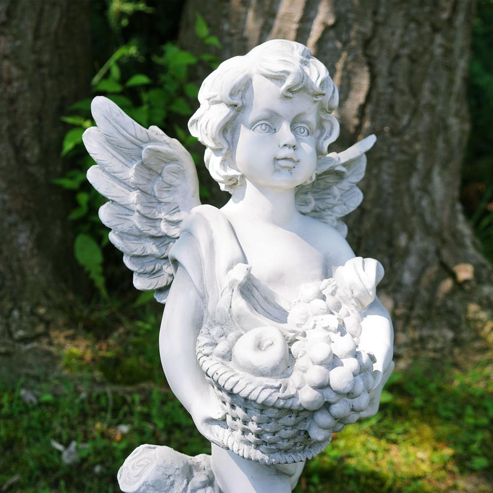 28.75" Cherub Angel Standing on Pedestal Outdoor Garden Statue. Picture 3