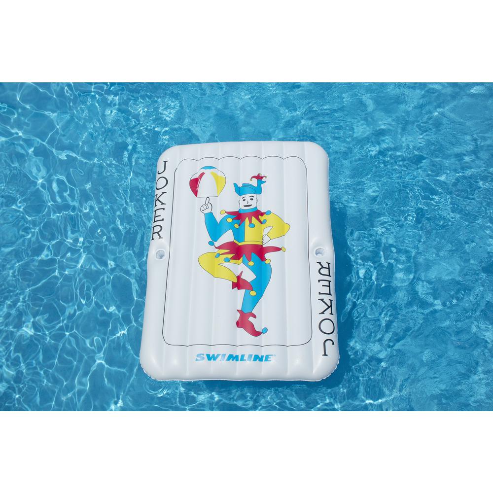69" Inflatable White and Blue Joker Playing Card Pool Mattress. Picture 2