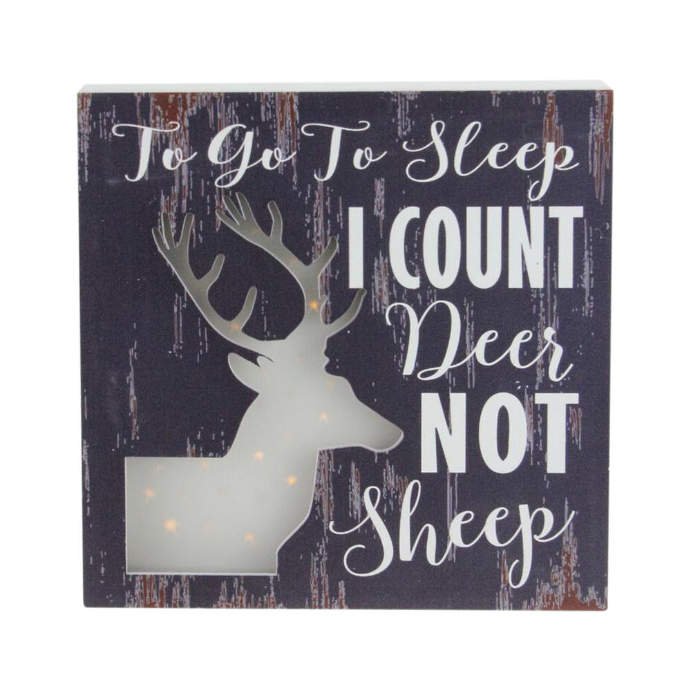 8"x8" LED Lighted Fiber Optic Deer â€œTo Go to Sleep I Count Deer Not Sheep" Wall Art Decoration. Picture 2