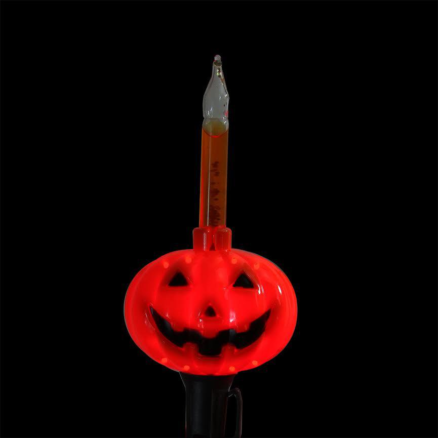 7ct Jack O' Lantern Halloween Bubble Lights  6ft Black Wire. Picture 2