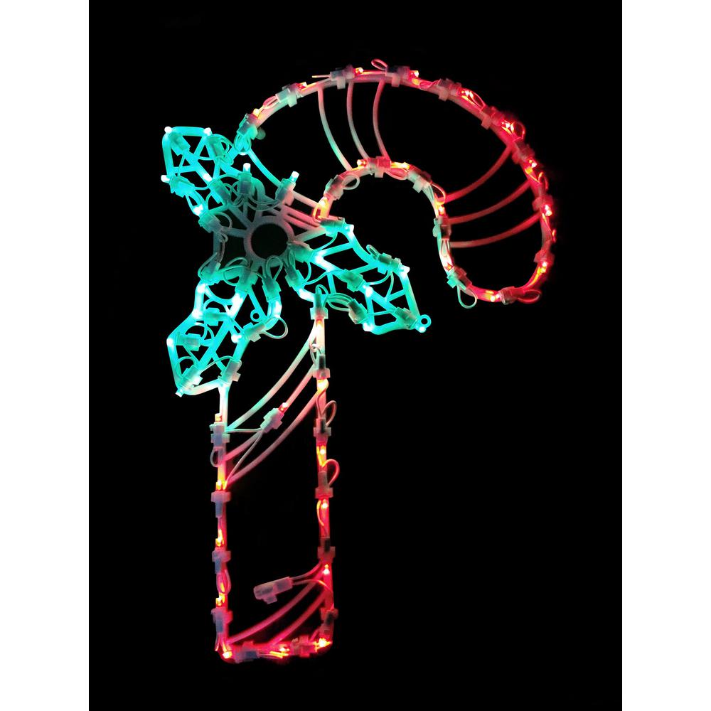 18" Red and Green LED Lighted Candy Cane Christmas Window Silhouette Decoration. Picture 1