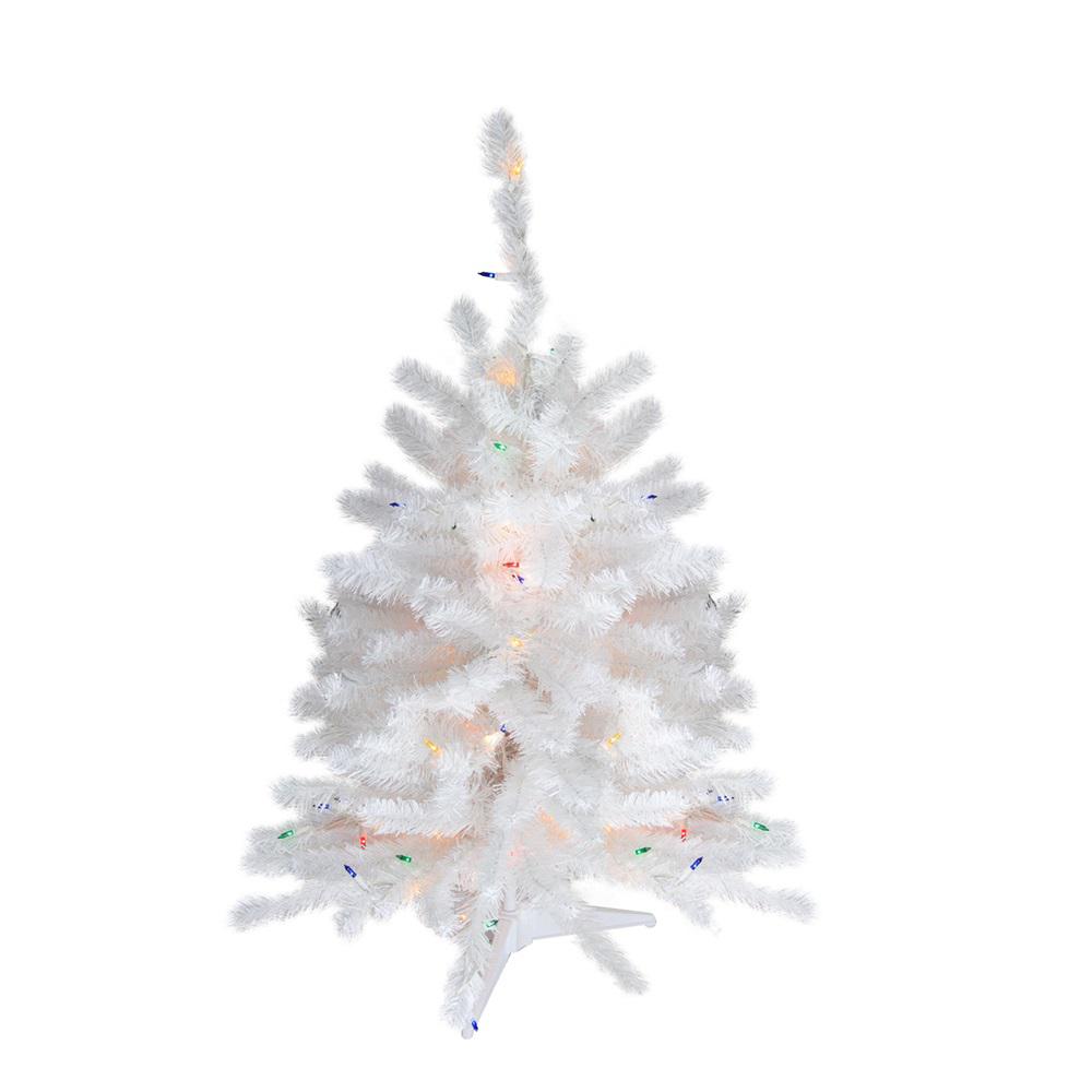18" PreLit Snow White Artificial Christmas Tree, Multi Lights. The main picture.