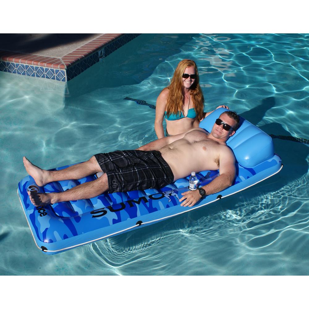 81-Inch Inflatable Blue Camouflage Sumo Sized Swimming Pool Raft. Picture 4