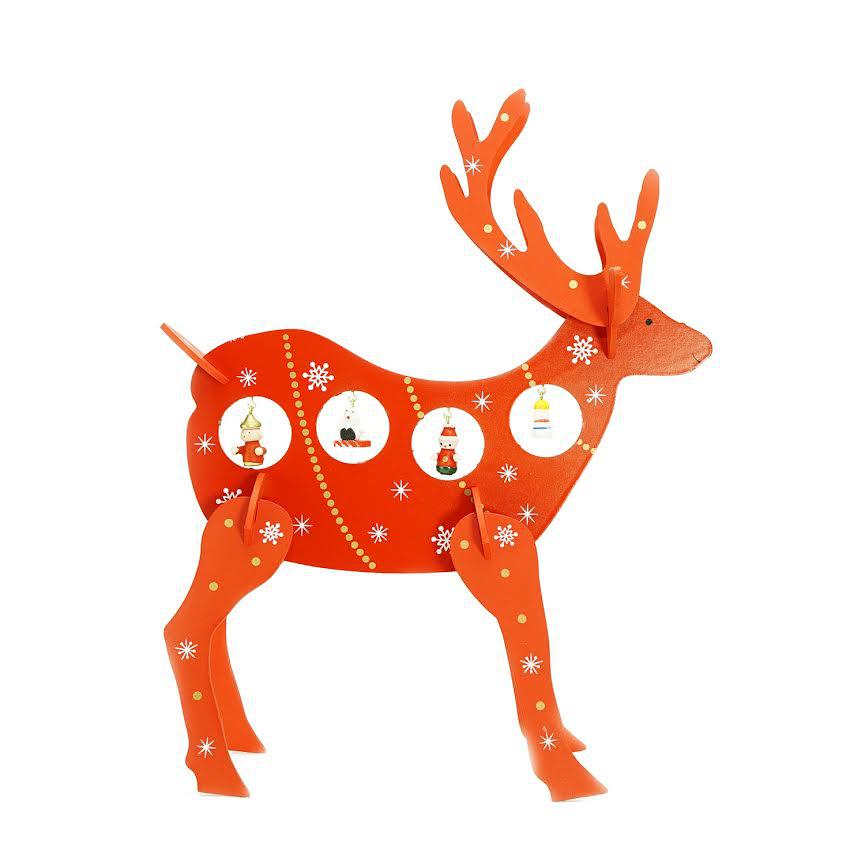 13" Red and White Reindeer Cut-Out Christmas Tabletop Decor. Picture 1
