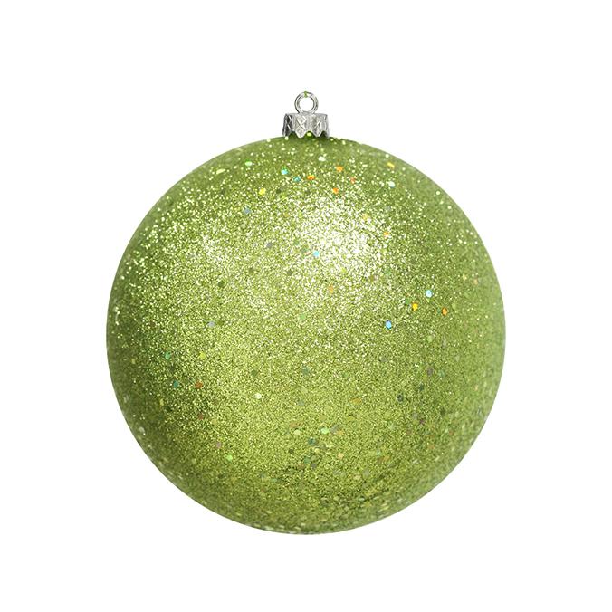 Holographic Glitter Kiwi Green Shatterproof Christmas Ball Ornament 8" (200mm). Picture 1