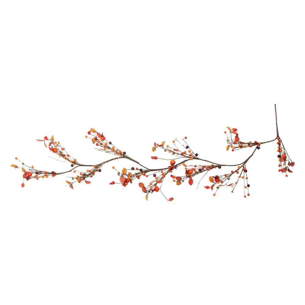 5' x 6" Autumn Harvest Berries and Leaves Rustic Twig Artificial Thanksgiving Garland - Unlit. Picture 1