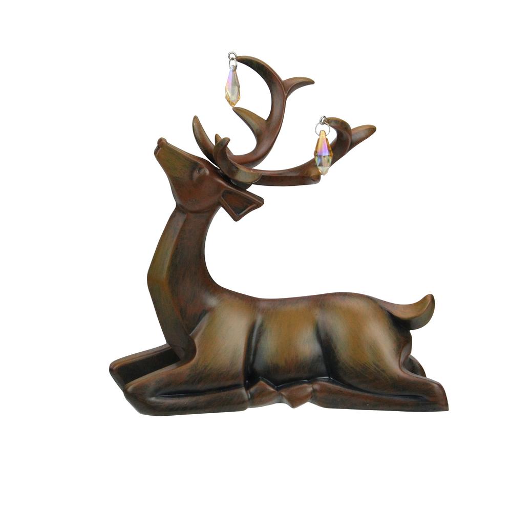 7.5" Brown Laying Deer Christmas Table Top Decoration. Picture 1