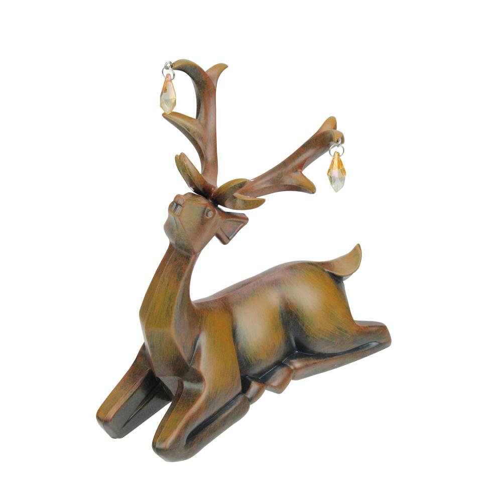 7.5" Brown Laying Deer Christmas Table Top Decoration. Picture 2