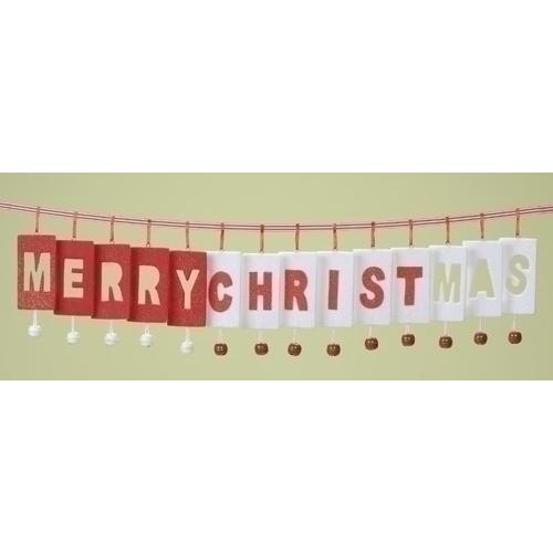 Club pack of 12 Red and White Jingle Bell Artificial Christmas Garlands 3' - Unlit. Picture 1