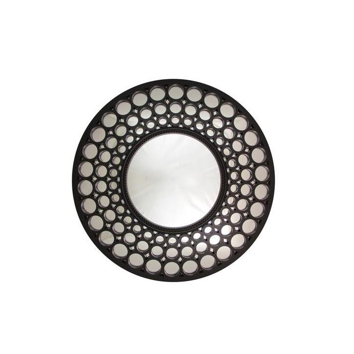 24.75" Glamorous Cascading Orbs Black Framed Round Wall Mirror. Picture 1
