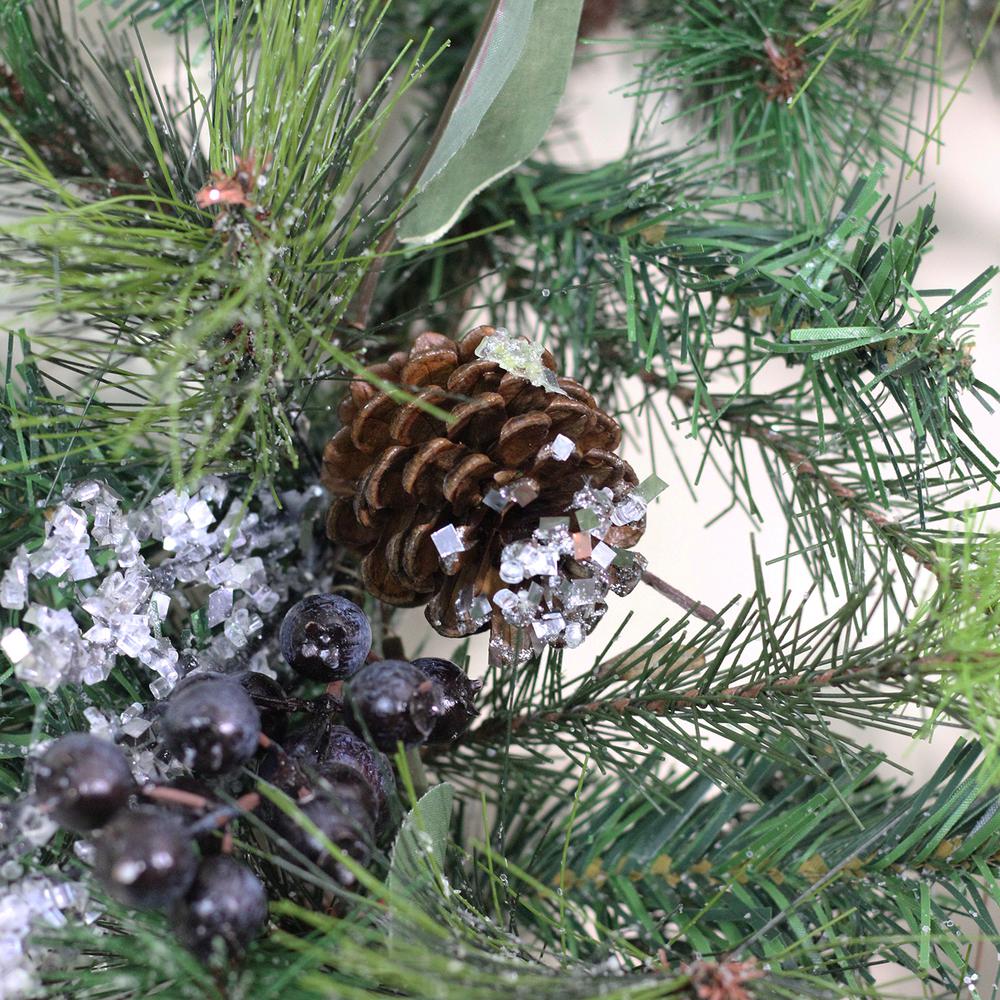 Mixed Pine with Blueberries Pine Cones and Ice Twigs Artificial Christmas Wreath - 24-Inch  Unlit. Picture 2