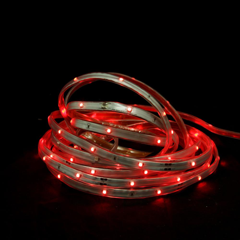 18' Red LED Outdoor Christmas Linear Tape Lighting - White Finish. Picture 1