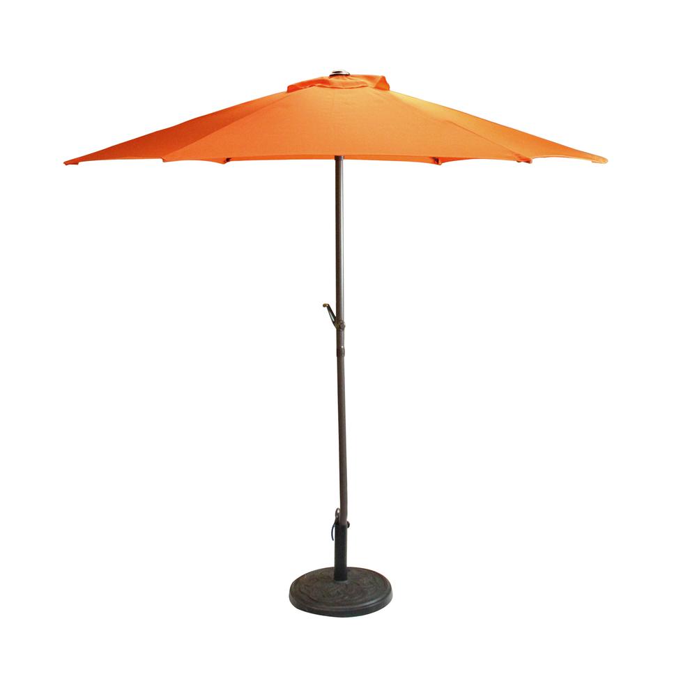 7.5' Outdoor Patio Market Umbrella with Hand Crank - Orange. Picture 1