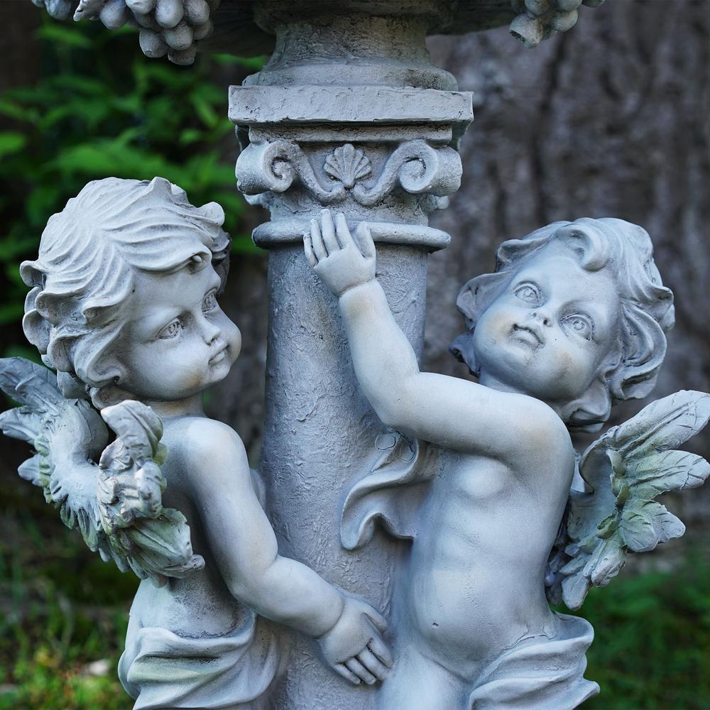 19.5" Cherub Angels Pedestal Bird Bath Outdoor Garden Statue. Picture 3