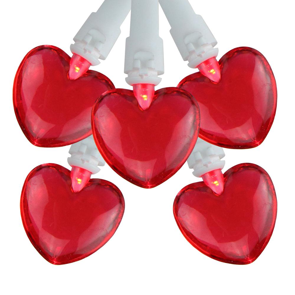 20-Count Red LED Mini Hearts Valentine's Day Lights - 4.75ft  White Wire. Picture 2
