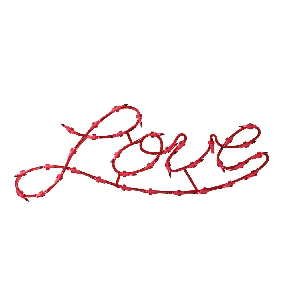 17" Lighted Red Love Script Valentine's Day Window Silhouette Decoration. Picture 1