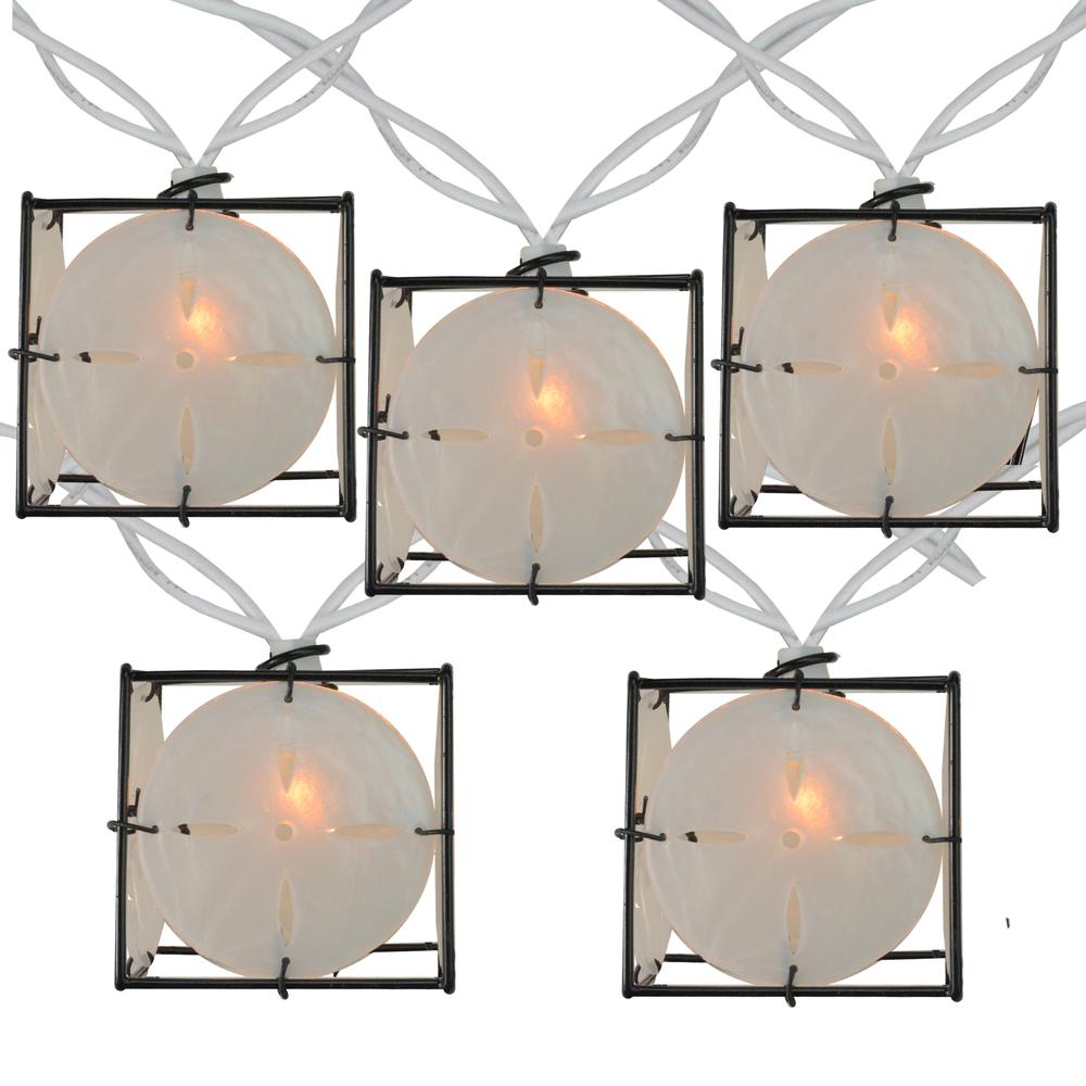 10 Pearlized White and Black Lantern Party Patio Christmas Lights - 7.5 ft White Wire. Picture 1