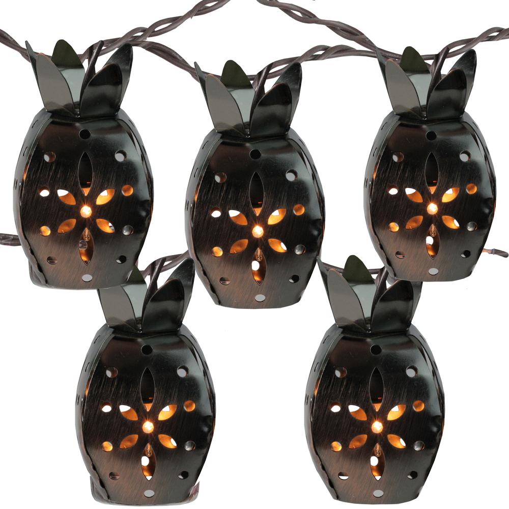 10 Pineapple Novelty Christmas Lights - 7.5 ft Brown Wire. Picture 1