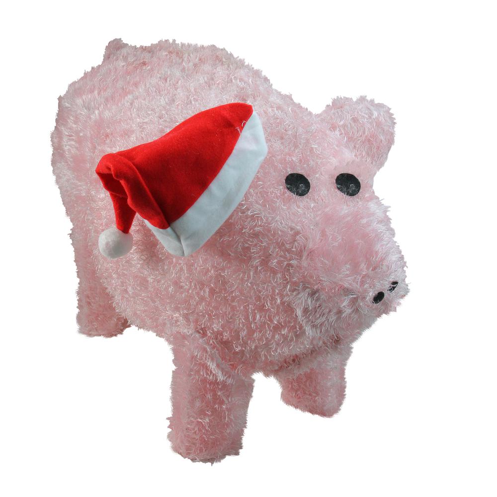 28" Pink and Red LED Lighted Pig Christmas Outdoor Decoration. Picture 1