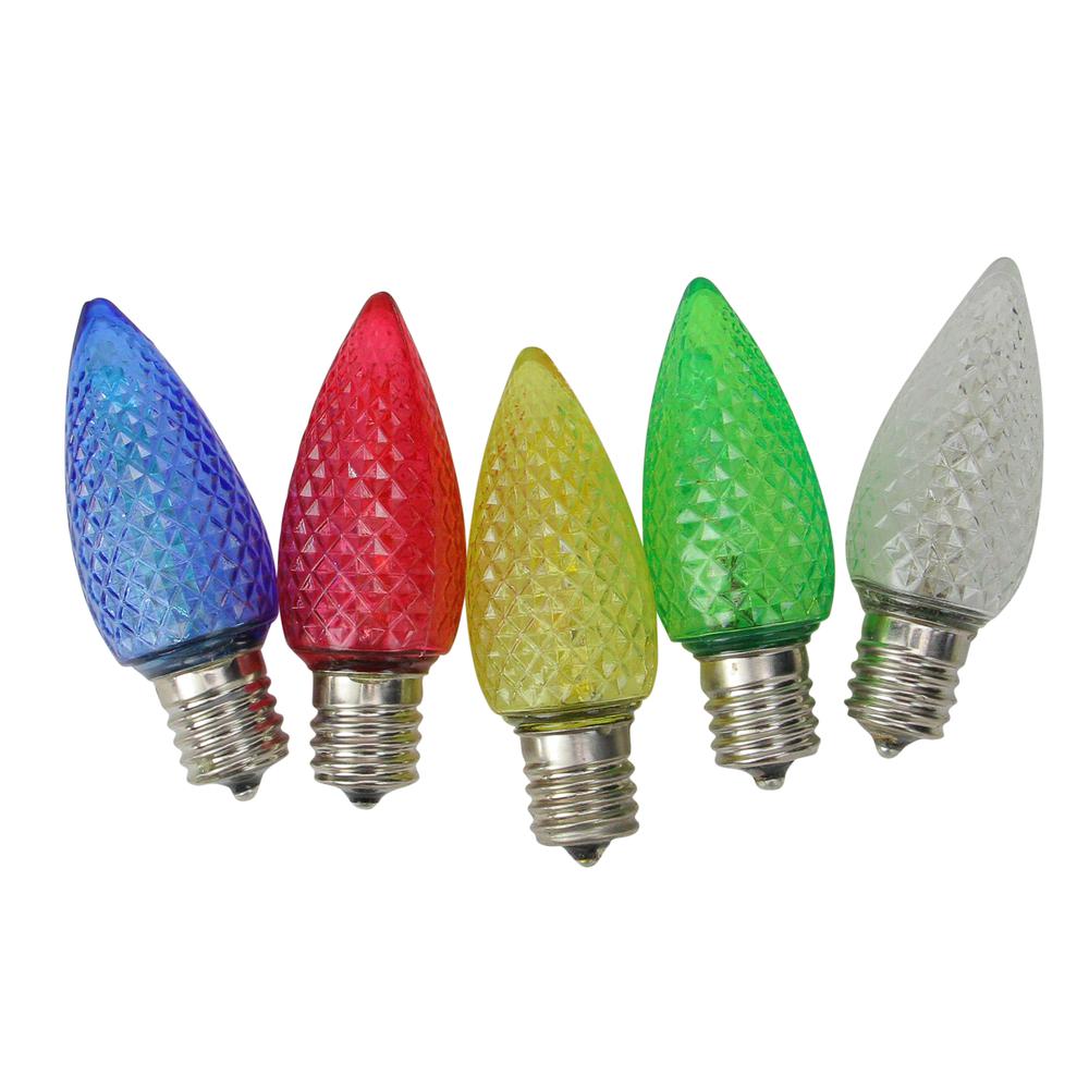 Club Pack of 25 Faceted Transparent Multi LED C9 Christmas Replacement Bulbs. Picture 1