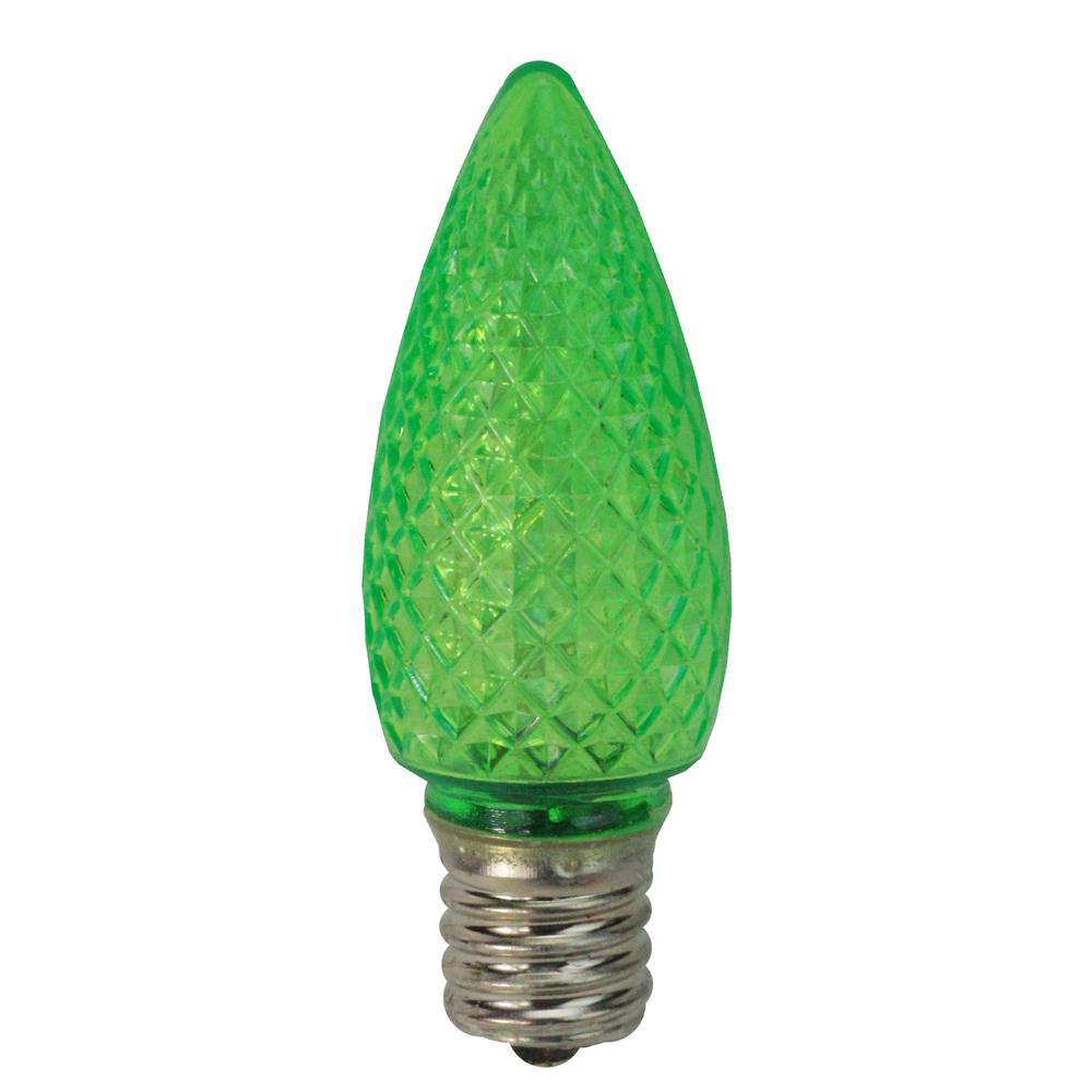 Club Pack of 25 Faceted Transparent Green LED C9 Christmas Replacement Bulbs. Picture 1
