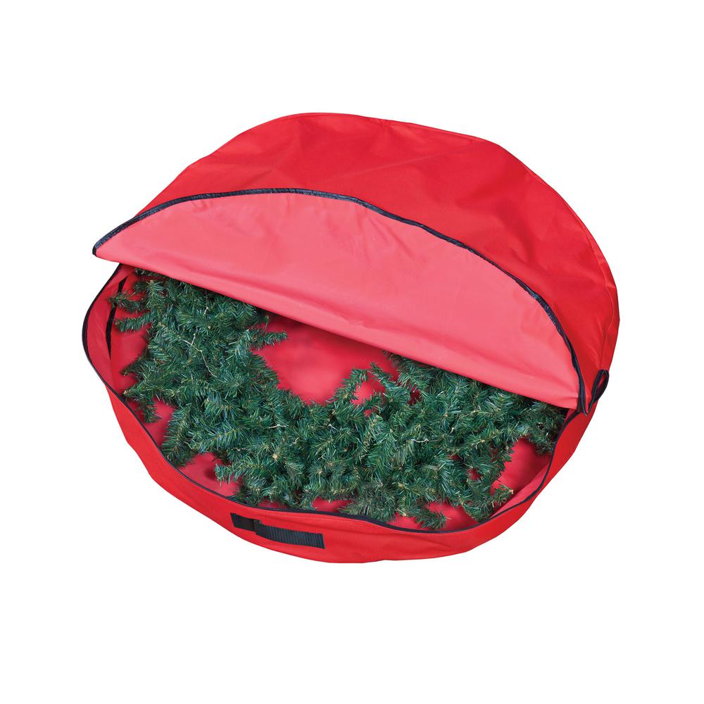 36" Red Premium Christmas Wreath Storage Bag. Picture 3