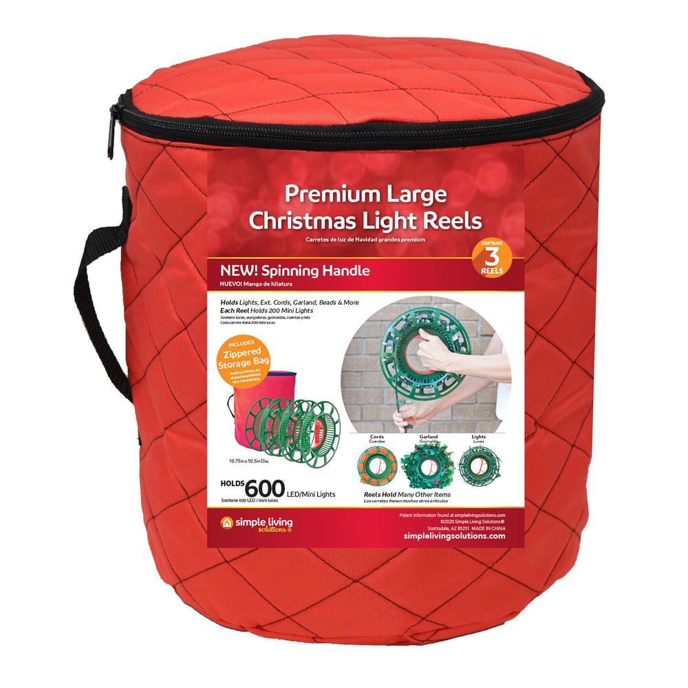 3 Reel Red Christmas Light Set Quilted Storage Bag. Picture 7