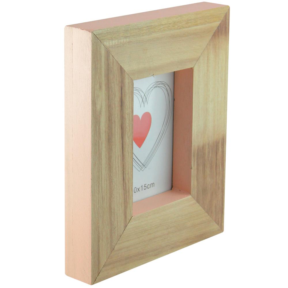 10" Brown and Pink Rectangular Wood Picture Frame. Picture 2