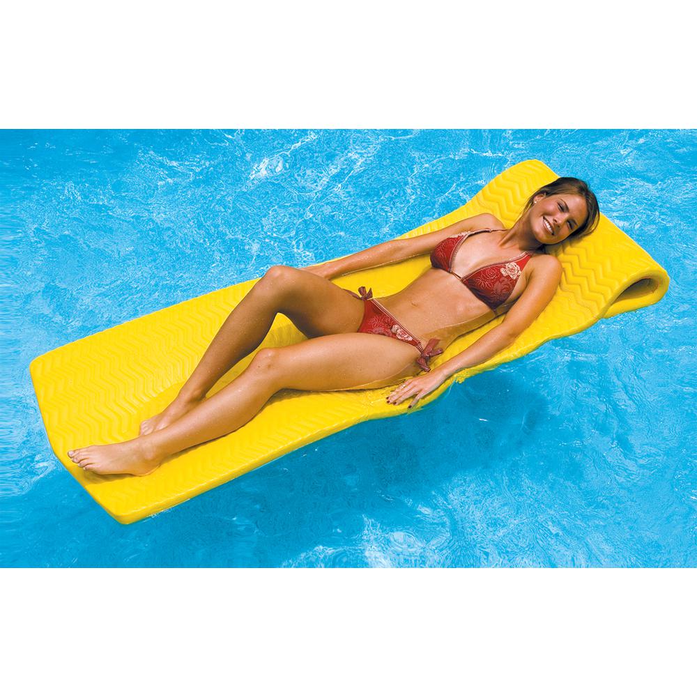 74-Inch Yellow Floating Rippled Swimming Pool Mattress Raft. Picture 3