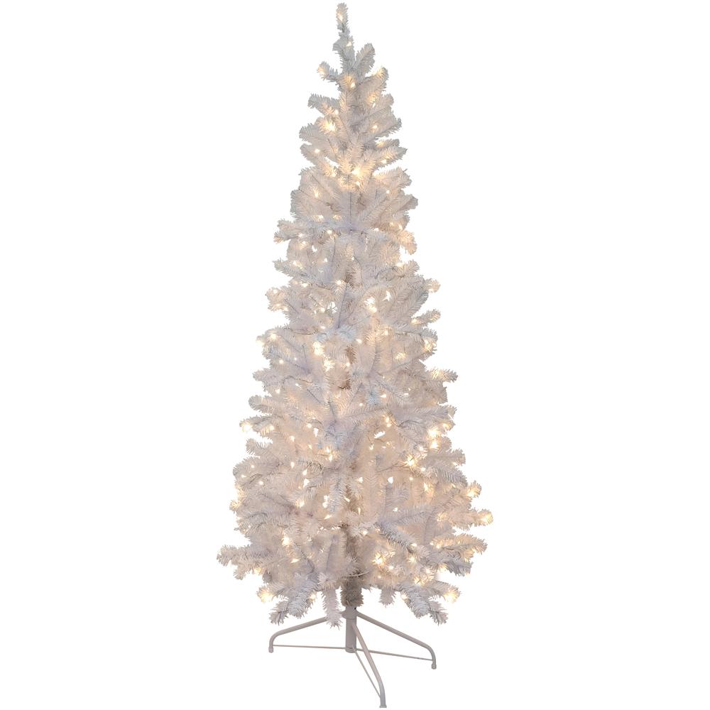 3' Pre-Lit Woodbury White Pine Slim Artificial Christmas Tree  Clear Lights. Picture 1