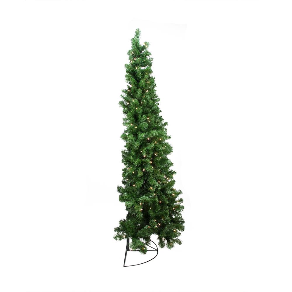 6' Pre-Lit Pine Artificial Wall Christmas Tree - Clear Lights. Picture 2