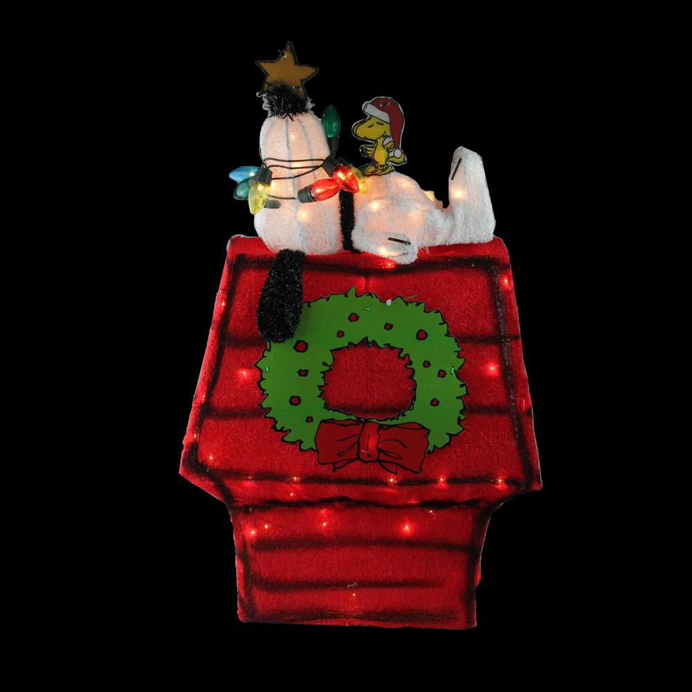 18" Lighted Snoopy on Dog House Outdoor Christmas Yard Decoration. Picture 2