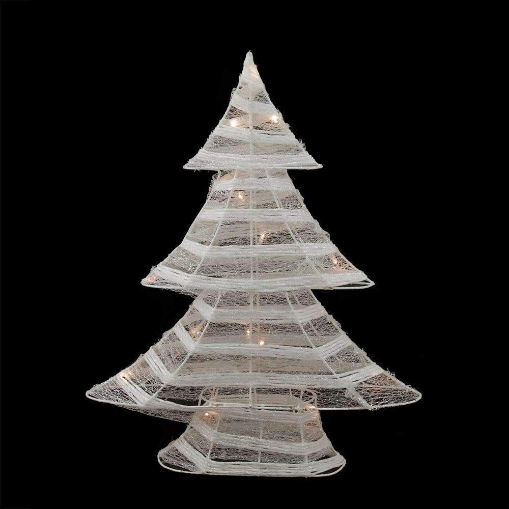 18.5" White and Silver Battery Operated LED Lighted Christmas Tree Tabletop Decor. Picture 1