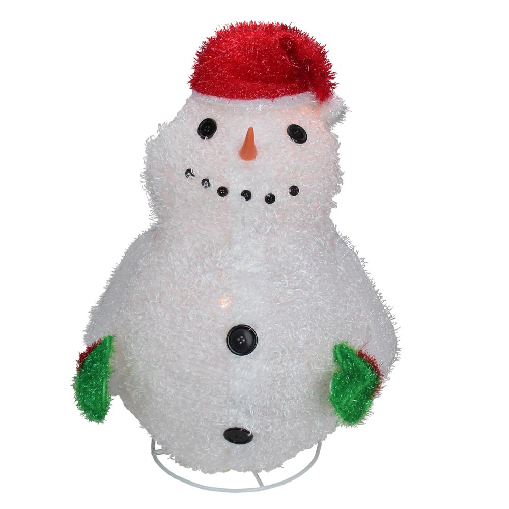 24" Pre-Lit Red and White Snowman Outdoor Christmas Yard Decor. Picture 1