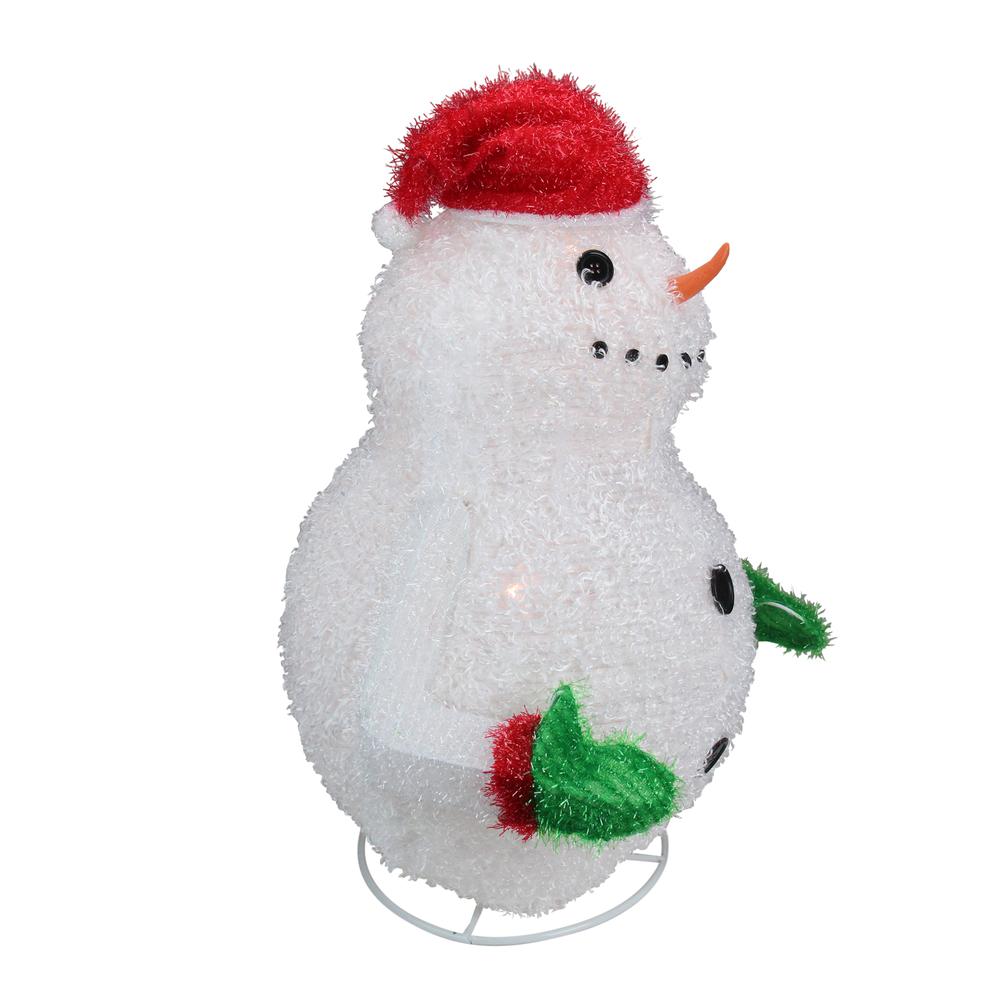 24" Pre-Lit Red and White Snowman Outdoor Christmas Yard Decor. Picture 2