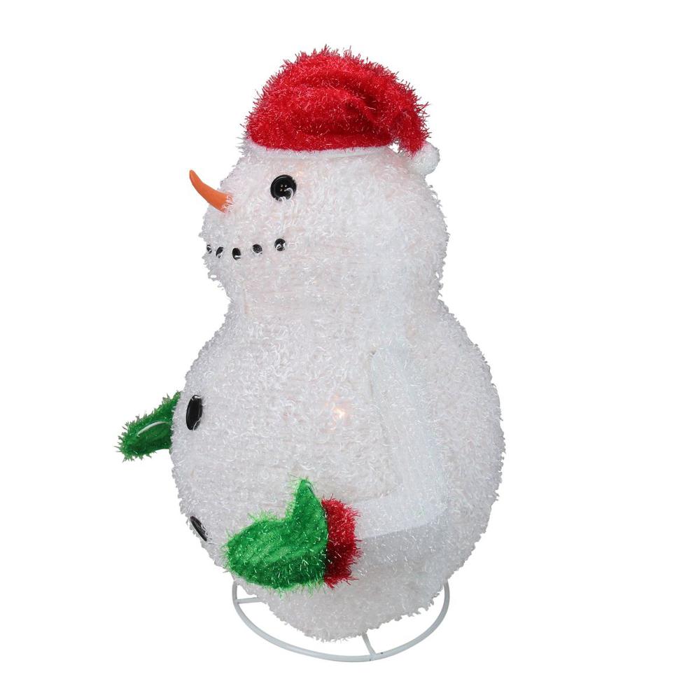 24" Pre-Lit Red and White Snowman Outdoor Christmas Yard Decor. Picture 3